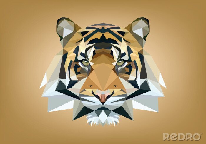 Sticker Tiger Kopf aus geometrischen Formen