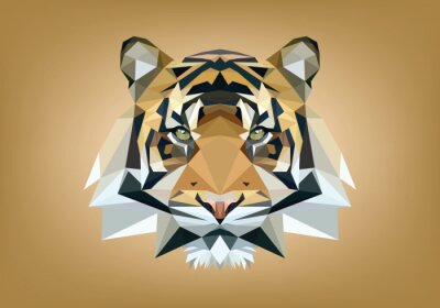 Sticker Tiger Kopf aus geometrischen Formen