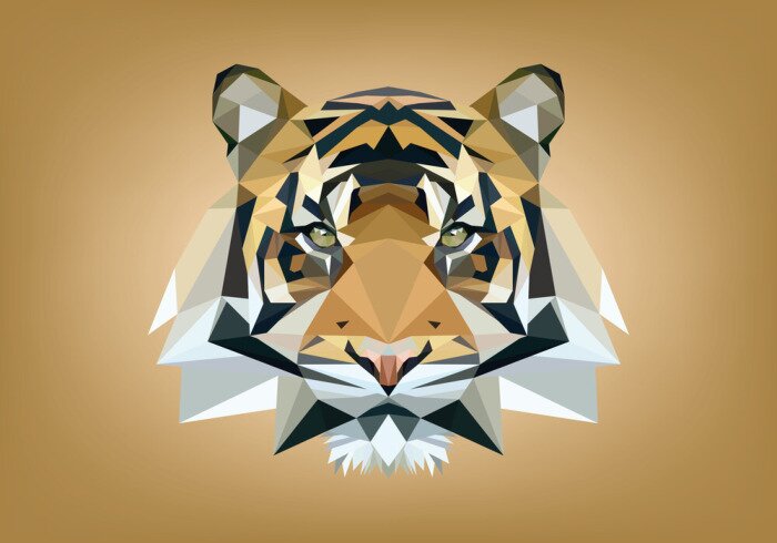 Sticker Tiger Kopf aus geometrischen Formen