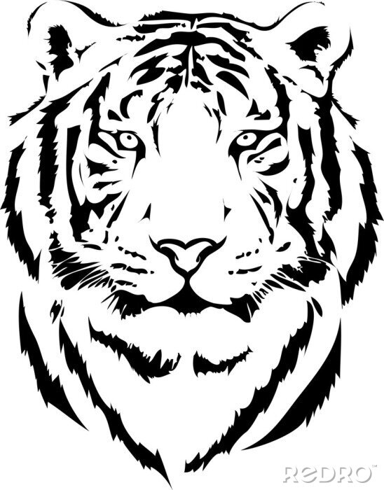 Sticker Tiger minimalistisch schwarz-weiße Konturen