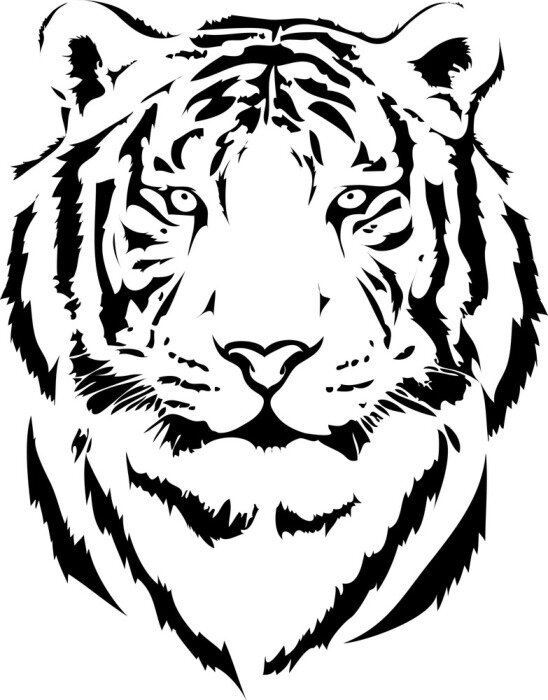 Sticker Tiger minimalistisch schwarz-weiße Konturen