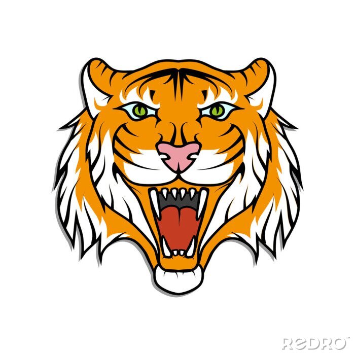 Sticker Tiger mit offenem Maul Grafik