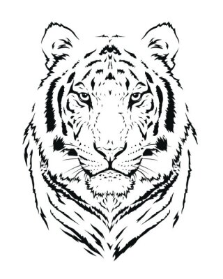 Sticker Tiger schwarzer Umriss weißer Hintergrund