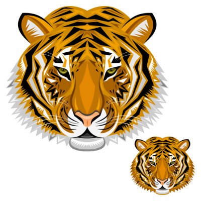 Sticker Tiger zwei Köpfe ein größerer und ein kleinerer