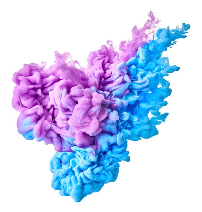 Sticker Tinte in Wasser isoliert auf weißem Hintergrund