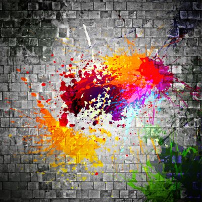 Sticker Tinte Splatter auf Steinmauer