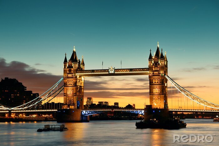 Sticker Tower Bridge London am Abend