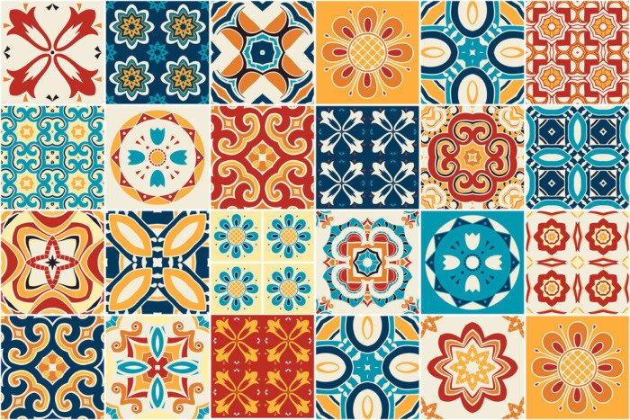 Sticker Traditional ornate decorative tiles. azulejos. Vector.