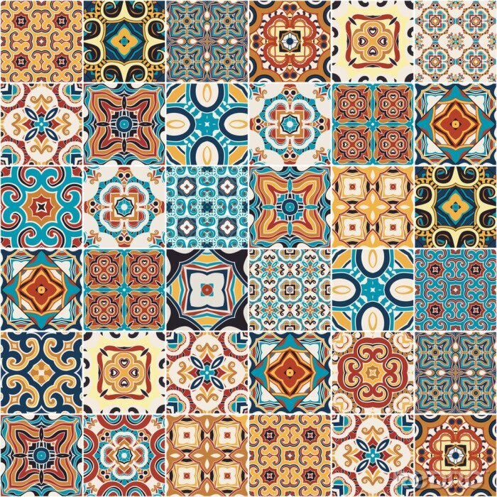 Sticker Traditional ornate portuguese decorative tiles azulejos.