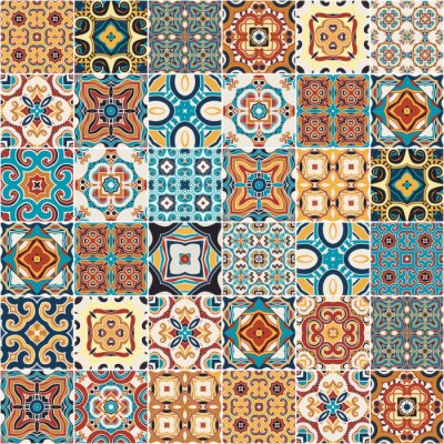 Sticker Traditional ornate portuguese decorative tiles azulejos.