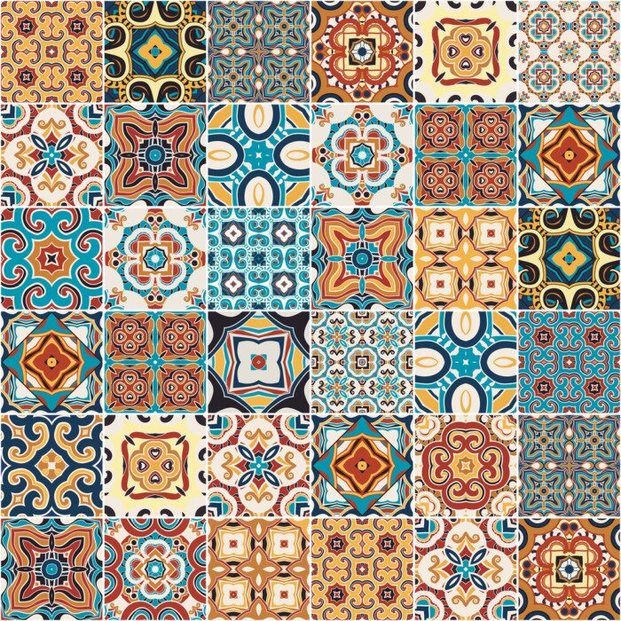 Sticker Traditional ornate portuguese decorative tiles azulejos.
