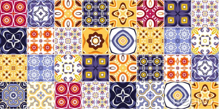 Sticker Traditional ornate portuguese decorative tiles azulejos. vector
