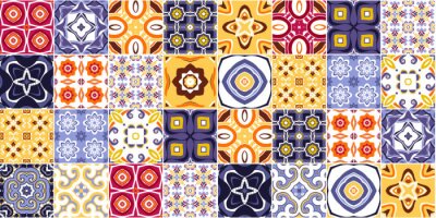 Sticker Traditional ornate portuguese decorative tiles azulejos. vector