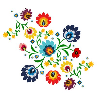 Sticker Traditionelle polnische Volksblumenmuster Vektor