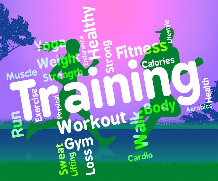 Sticker Training Words Stellt Fit und Fitnesstraining