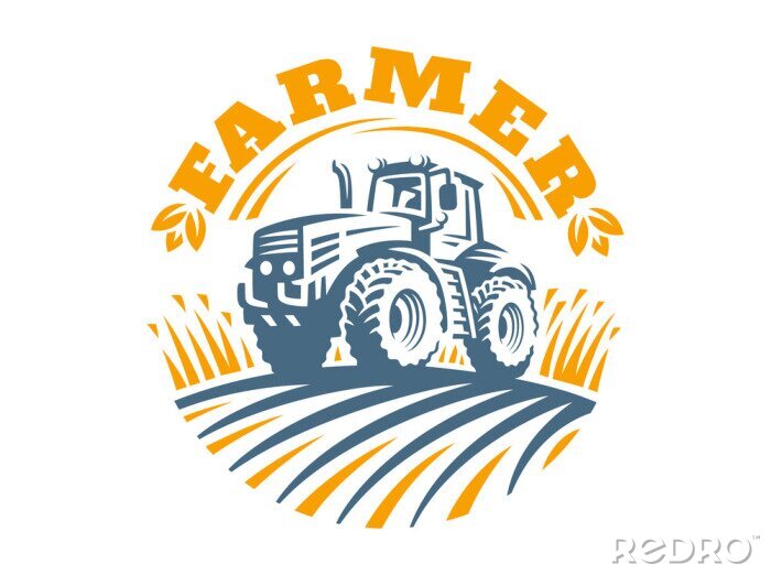 Sticker Traktor-Logo-Illustration, Emblem-Design