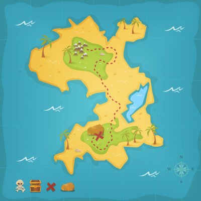 Sticker Treasure Island und Piraten-Karte