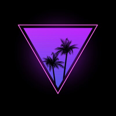 Sticker Triangle with palm trees in the style of the 1980s.