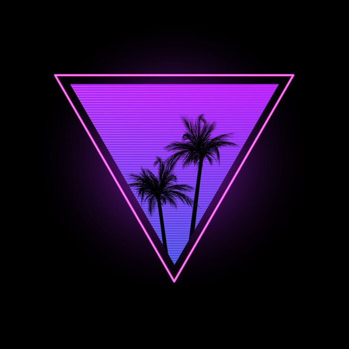 Sticker Triangle with palm trees in the style of the 1980s.