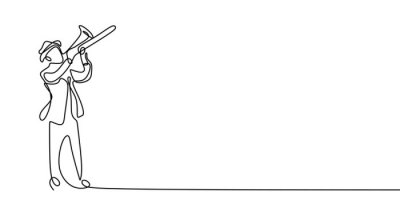 Sticker Trompeter mit einer einzigen Linie gemalt