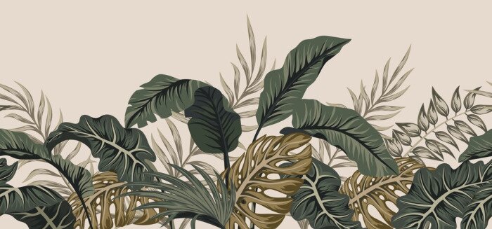 Sticker Tropical palm leaves, jungle leaves seamless vector floral pattern background.