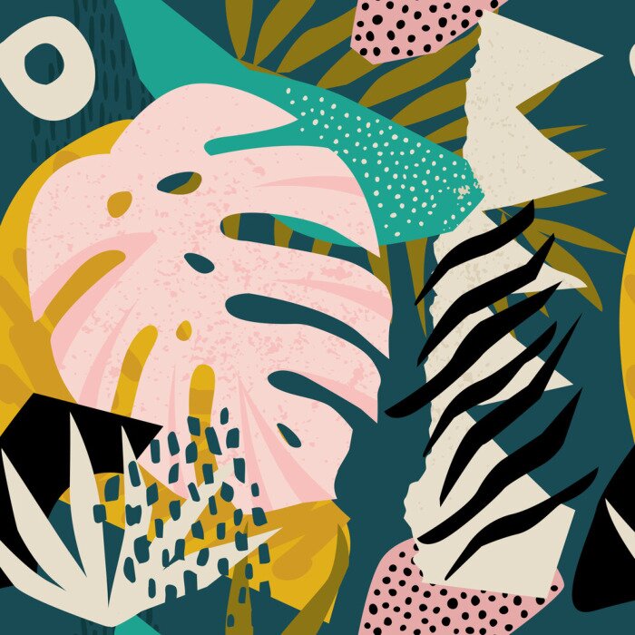 Sticker Tropische Blätter bunte Abstraktion