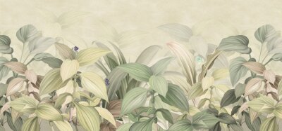 Tropische Blätter in gedeckten Grüntönen