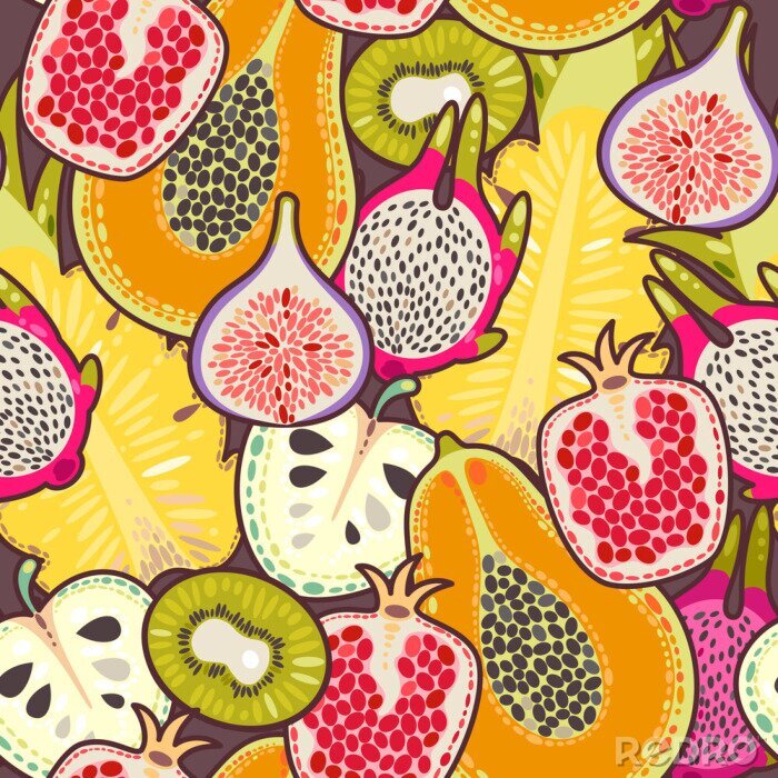 Sticker Tropische Früchte halbieren