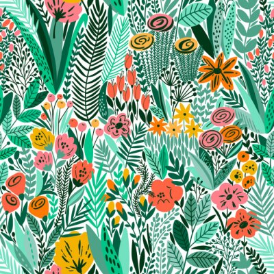 Tapete Tropische nahtlose Blumenmuster