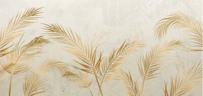 Tropische Palmenblätter in Tönen, die Gold imitieren