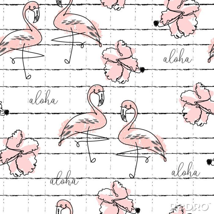 Sticker Tropischen Flamingos und Aufschriften