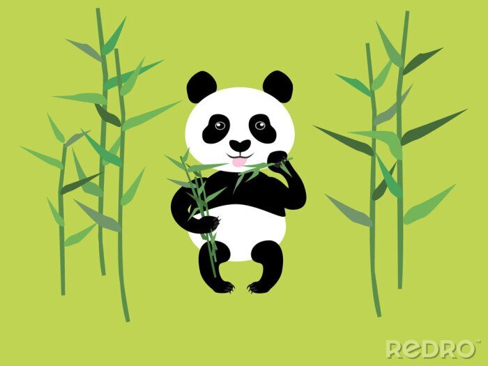 Sticker Tropischer Panda frisst Bambus