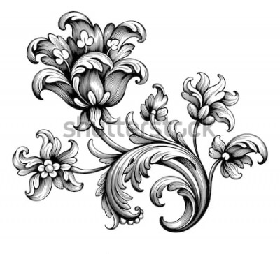 Sticker Tulpe auf Vintage-Ornament