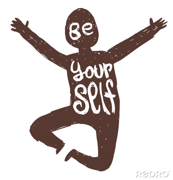 Sticker Typografische Illustration mit einem fröhlichen Mann