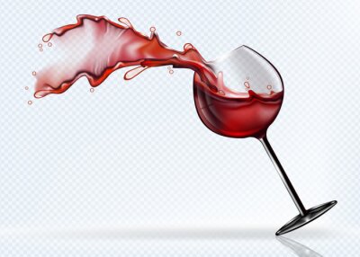 Sticker Umkippendes Glas Rotwein
