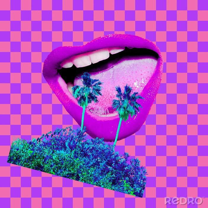 Sticker Unique Collage mit Lippen