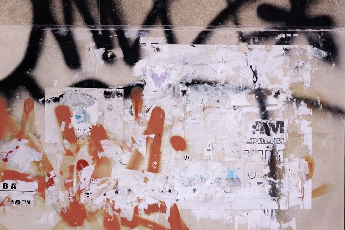 Sticker Urban Billboard Mit Alten Zerrissenen Papier Poster.