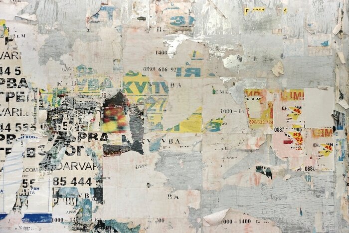 Sticker Urban Billboard Mit Alten Zerrissenen Papier Poster.