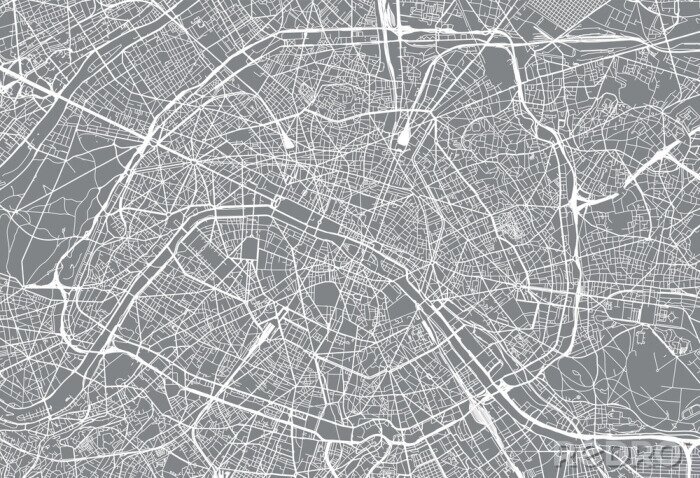 Sticker Urban vector city map of Paris, France