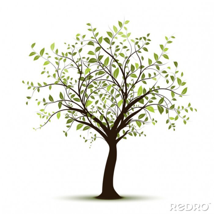 Sticker vecteur série, arbre vectoriel fond blanc - grünen Baum auf weißem
