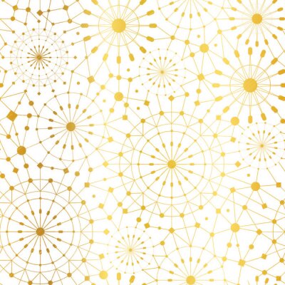 Vector Golden White Zusammenfassung Netzwerk Metallic Kreise Nahtlose Muster Hintergrund. Groß für elegantes Goldbeschaffenheitsgewebe, Karten, wedding Einladungen, Tapete.