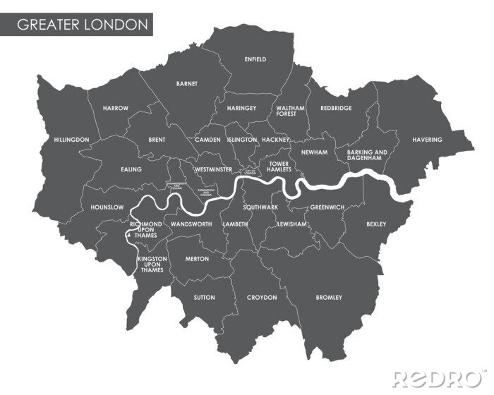 Sticker Vector Großraum London administrative Karte
