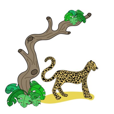 Sticker Vector illustration of leopard