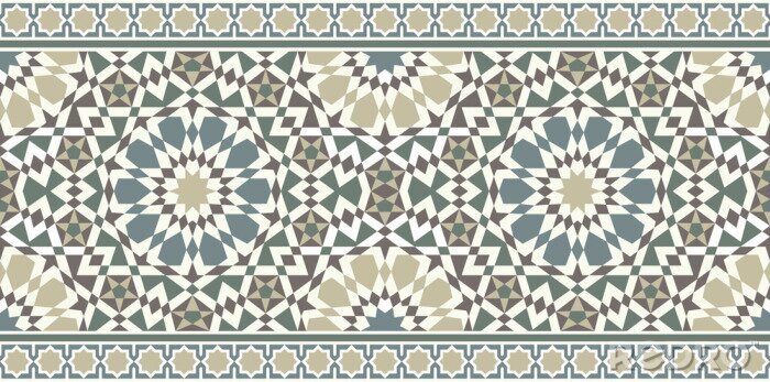 Sticker Vector image of Eastern tile or fabric. The pattern is seamless and used for different design. Also for interior decoration and architecture or the holiday of Ramadan.