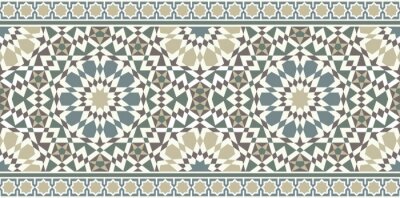 Sticker Vector image of Eastern tile or fabric. The pattern is seamless and used for different design. Also for interior decoration and architecture or the holiday of Ramadan.