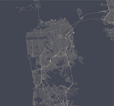 Sticker vector map of the city of San Francisco, USA