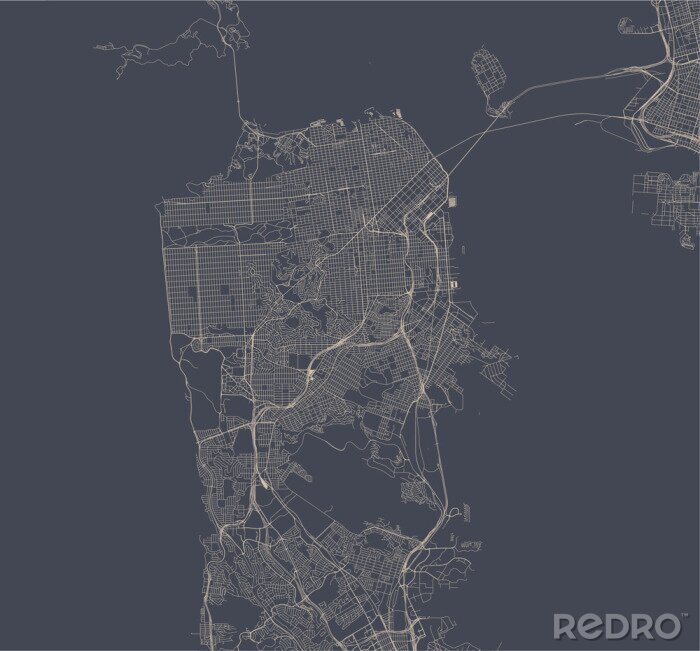 Sticker vector map of the city of San Francisco, USA