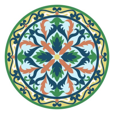 Sticker Vector Mosaic Classic and Floral Round Medallion