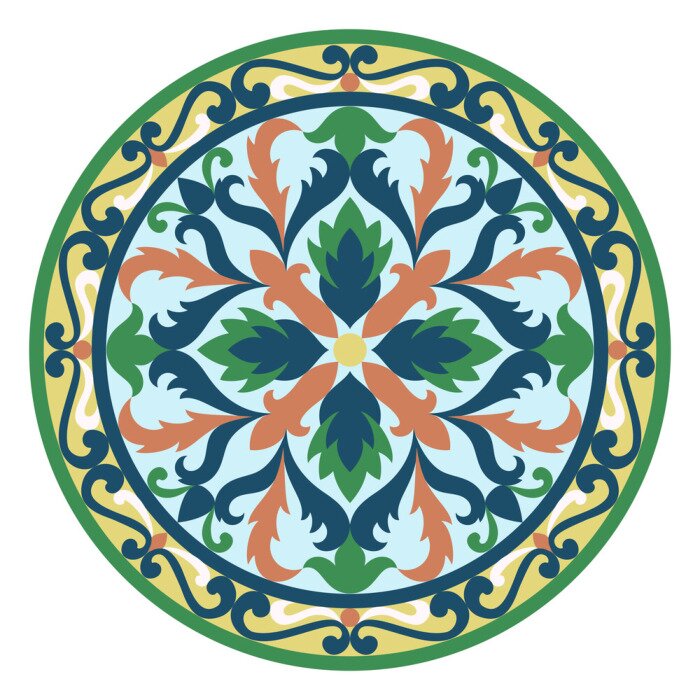 Sticker Vector Mosaic Classic and Floral Round Medallion