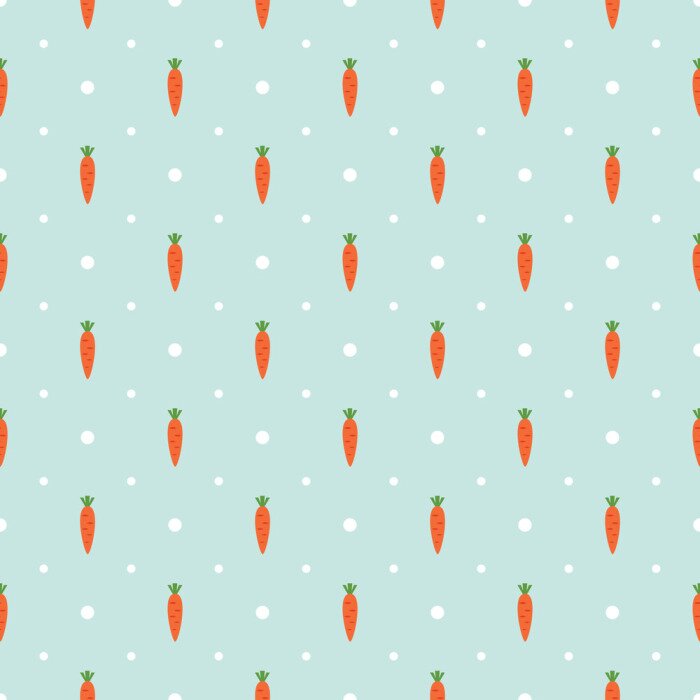Sticker Vector nahtlose Muster mit Karotten und weißen Punkten